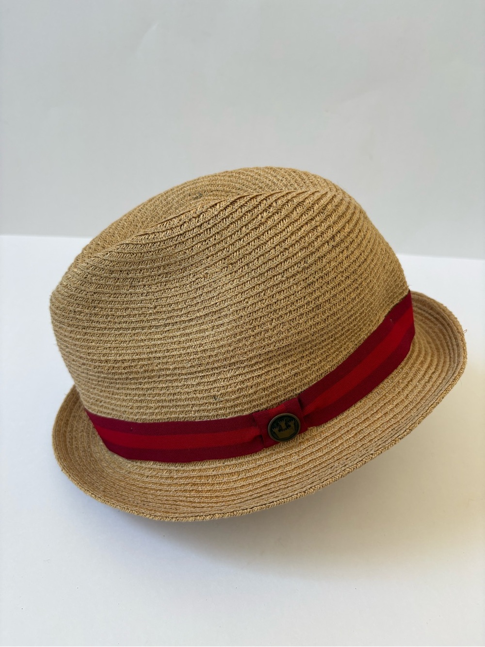 Goorin Bros Tan Beige Straw Fedora Hat Red Ribbon S Cruise Resort Beach Coastal